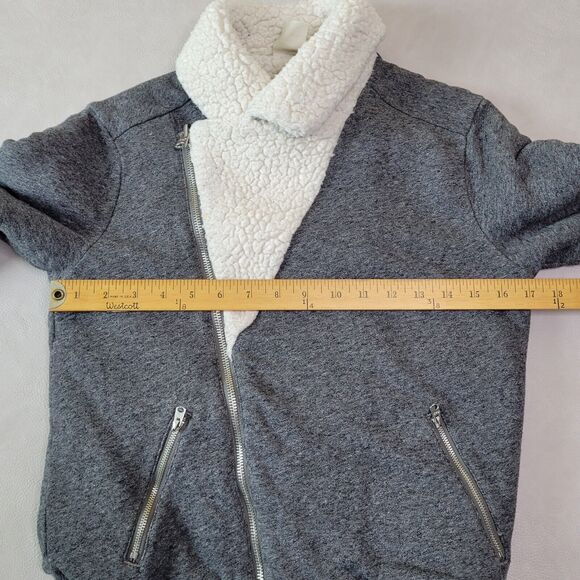 Abercrombie & Fitch Gray Moto Jacket Coat Womens Small Bomber Fleece - Picture 12 of 13
